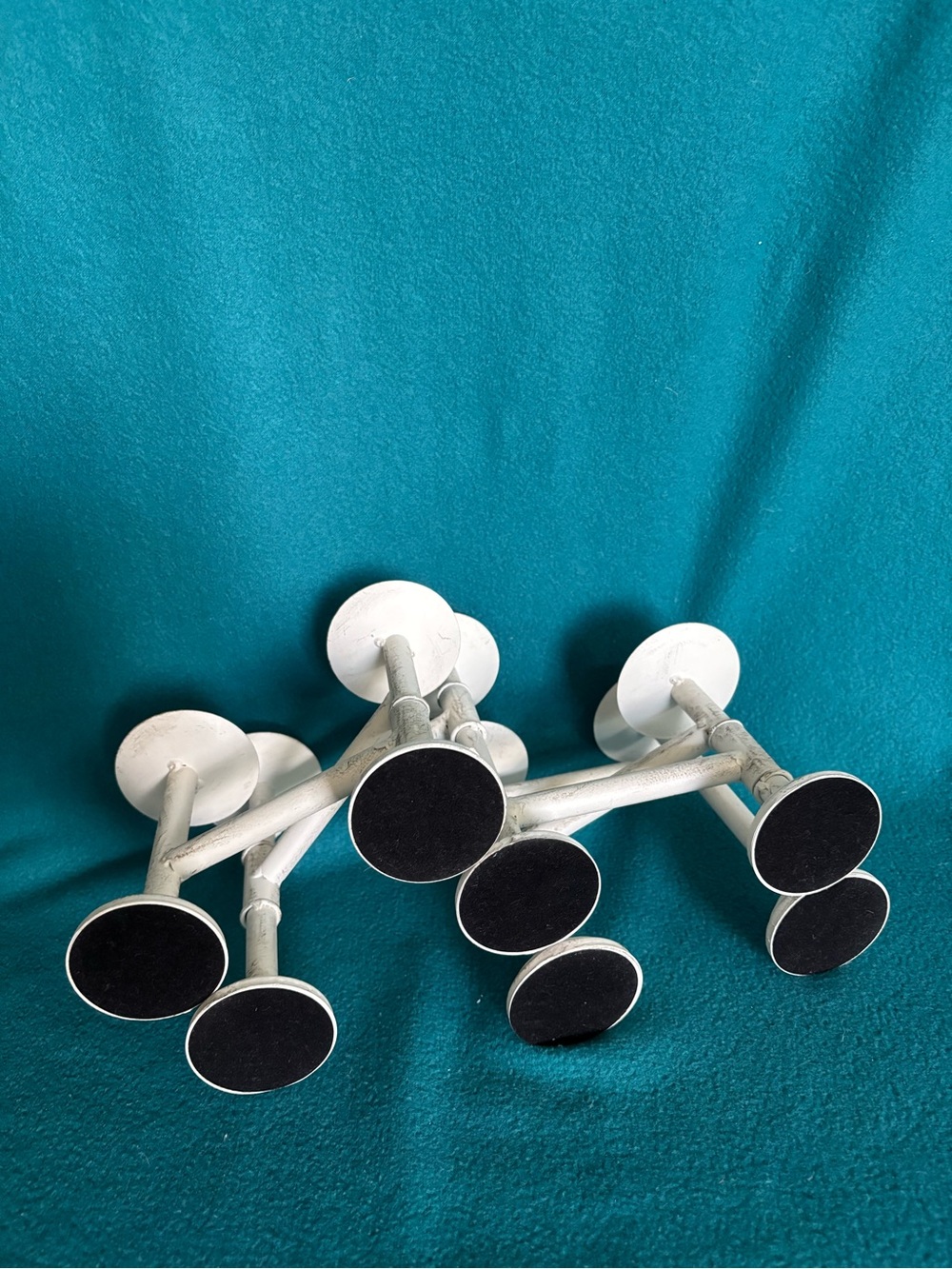 White Metal Multi-Arm Candle Holder with White Taper Candles - Picture 4 of 6